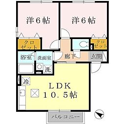 コーポミズホ 2LDKの間取図画像