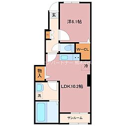 パピーズ須屋 1階1LDKの間取り