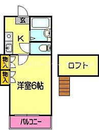レオパレス南高江 1階1Kの間取り