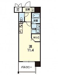 CENTRAL　CASA　藤崎宮 2階ワンルームの間取り
