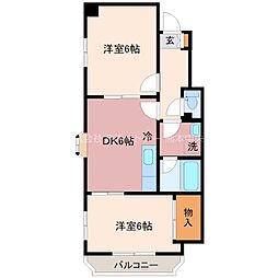 セシール米屋町 2DKの間取図画像