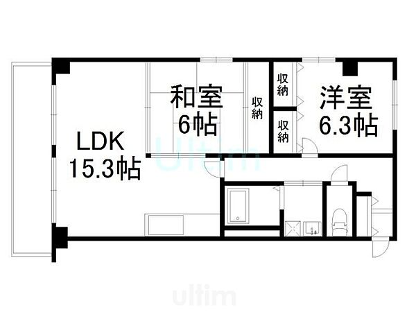 サイレントキャッスル ｜京都府京都市右京区西京極郡町(賃貸マンション2LDK・3階・66.34㎡)の写真 その2