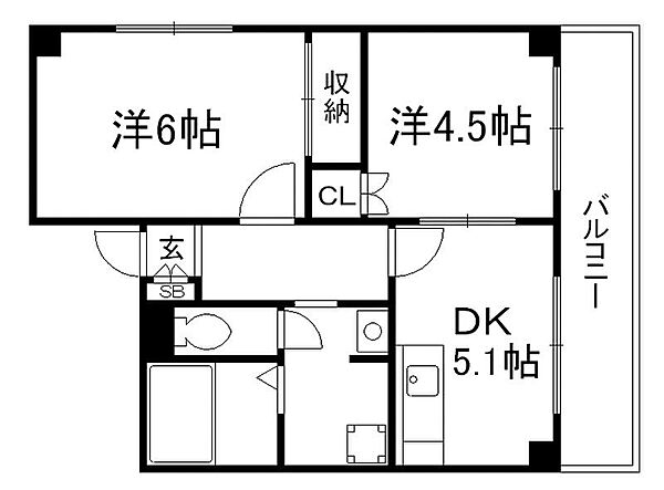 サニークレスト ｜京都府宇治市木幡南端(賃貸マンション2DK・2階・39.26㎡)の写真 その2