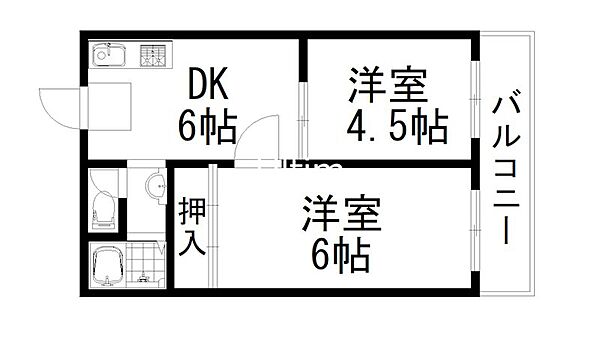 サンシティ半白 ｜京都府宇治市宇治半白(賃貸マンション2DK・2階・33.00㎡)の写真 その2