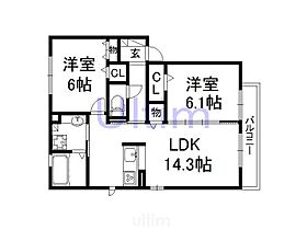 ノクターン深雪  ｜ 京都府京都市伏見区醍醐西大路町（賃貸アパート2LDK・1階・60.88㎡） その2