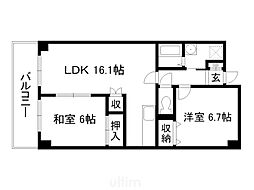 さとうIII 6階2LDKの間取り