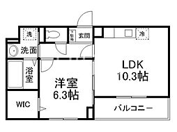 glanz　CLKII 2階1LDKの間取り