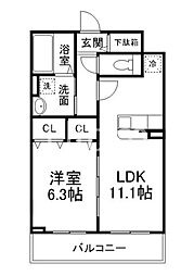 和幸館 3階1LDKの間取り