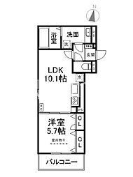 GRAMM六地蔵B棟 3階1LDKの間取り