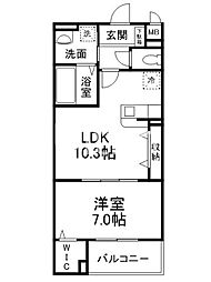 メゾンドエフ 2階1LDKの間取り