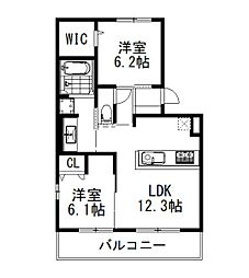 Bell　soar 2階2LDKの間取り