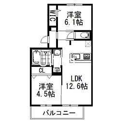 Bell　soar 3階2LDKの間取り