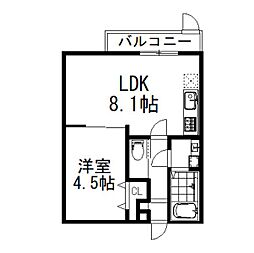 （仮称）桃山水野左近西町新築アパート 3階1LDKの間取り