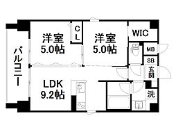 ロイヤルステイツ御所南 2LDKの間取図画像