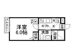 ロフティ西京極郡町 1Kの間取図画像