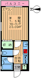 シュピール桜新町 1Kの間取図画像