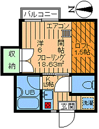 アンジェロ弦巻 1Kの間取図画像