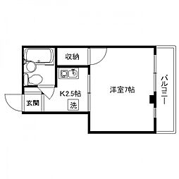 コーポ細田 1Kの間取図画像