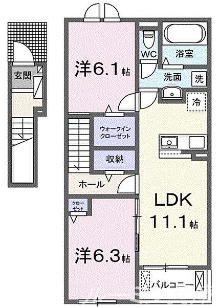 ブロードマインテッドC 202｜兵庫県加西市北条町東南(賃貸アパート2LDK・2階・58.60㎡)の写真 その2