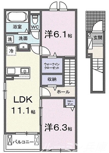 ブロードマインテッドC 204｜兵庫県加西市北条町東南(賃貸アパート2LDK・2階・58.57㎡)の写真 その2