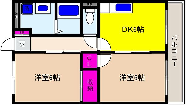 兵庫県神戸市東灘区魚崎北町３丁目(賃貸マンション2DK・3階・43.20㎡)の写真 その2