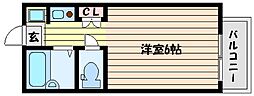 ハウス21 1Kの間取図画像