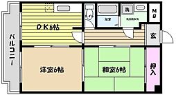 JR東海道・山陽本線 住吉駅 徒歩10分の賃貸マンション 4階2DKの間取り