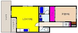 ヴィラ・オークラ 1LDKの間取図画像
