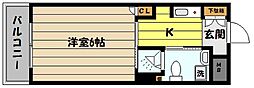 グランドール御影 1Kの間取図画像