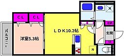 神戸市東灘区御影2丁目アパート 1LDKの間取図画像