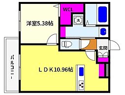 Cuore魚崎 1LDKの間取図画像
