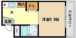 ヴィラウエスト御影 1Kの間取図画像
