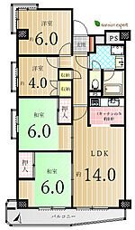 イトーピア高松1～16号東棟 4LDKの間取図画像