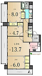 コルソグロワール天神前 3LDKの間取図画像