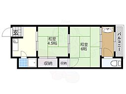 五月ハイツ南棟 2Kの間取図画像