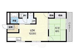 ハイツせせらぎ北棟 1LDKの間取図画像