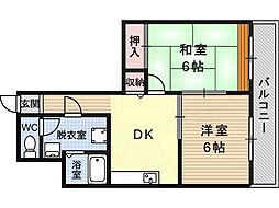 エポアール西浦 2DKの間取図画像