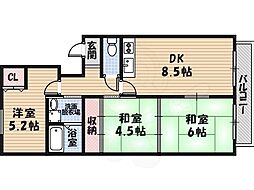 新栄プロパティー小山2 3DKの間取図画像