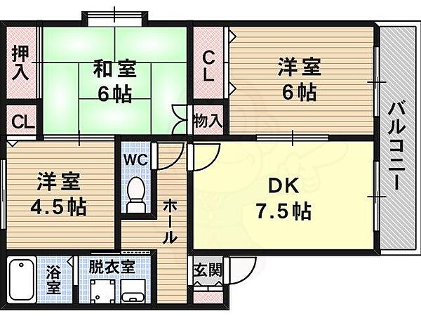 ヴィーブル七々色 ｜大阪府富田林市津々山台２丁目(賃貸アパート3DK・2階・56.00㎡)の写真 その2