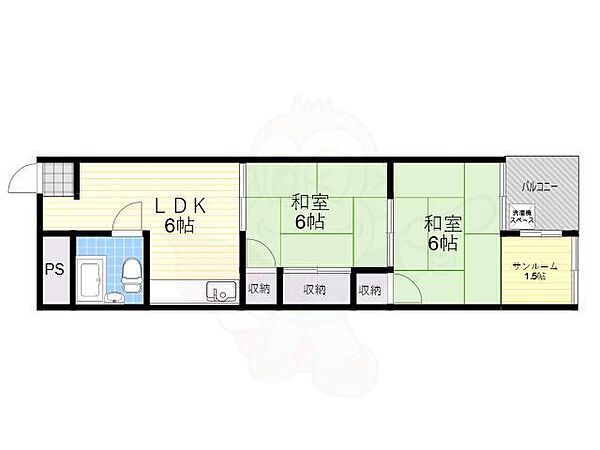 サニープレイスヒル ｜大阪府藤井寺市岡２丁目(賃貸マンション2SLDK・5階・41.70㎡)の写真 その2