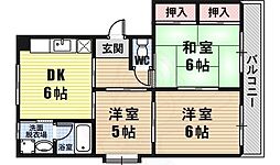グランジュール西澤 3階3DKの間取り