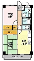 フェリス・旭ケ丘 2DKの間取図画像