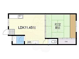 川西ハイツ 1LDKの間取図画像