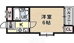 ヴィラ桃山台 1Kの間取図画像