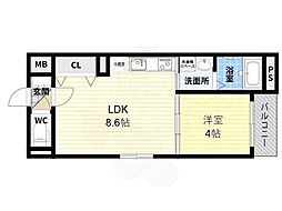 1er Camellia 1階1LDKの間取り