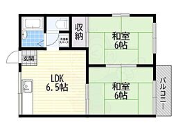 中野ハイツB棟 2DKの間取図画像