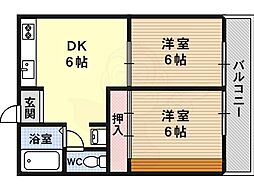 第2塩野マンション 2DKの間取図画像