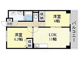 アンソレイエ 2LDKの間取図画像