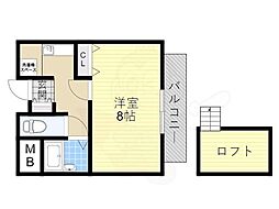 グランドール天美 1Kの間取図画像