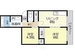 グリーンハイツ松原 2LDKの間取図画像